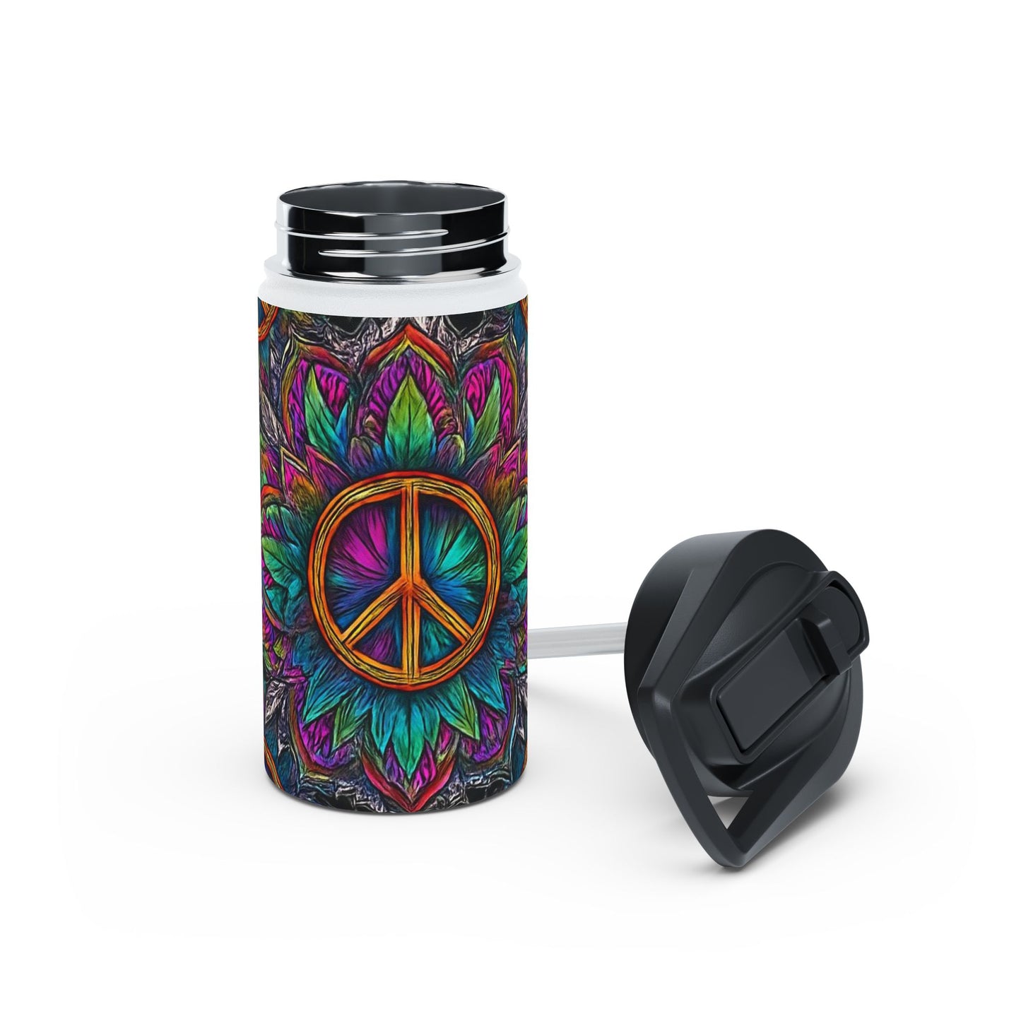 Vibrant Peace Symbol Stainless Steel Water Bottle