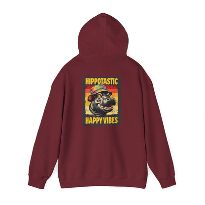 Hipster Hippo Happy Vibes Hoodie