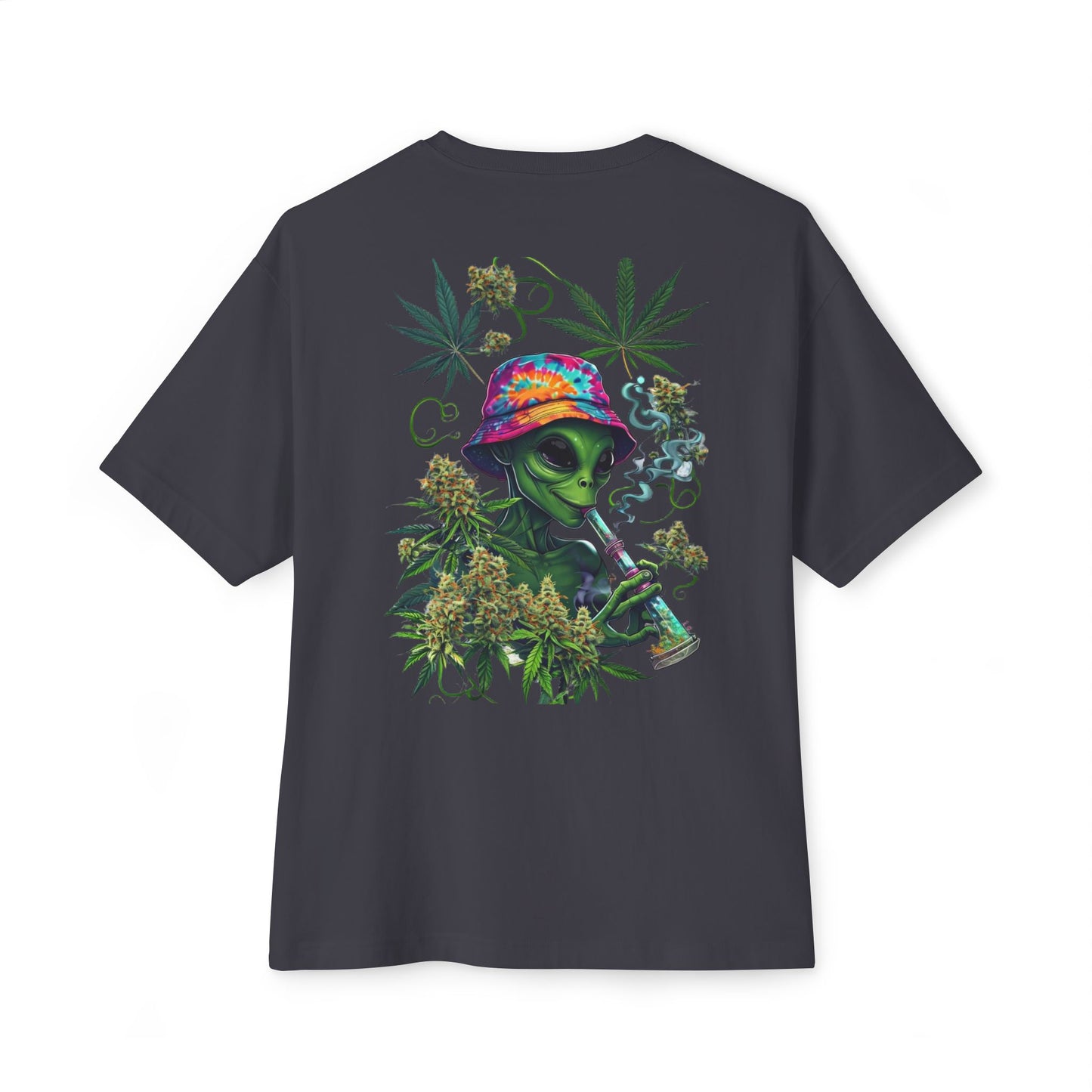 Alien Weed Graphic Tee — Tie-Dye Bucket Hat Smoking Design