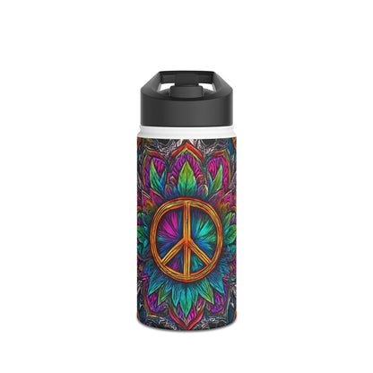 Vibrant Peace Symbol Stainless Steel Water Bottle