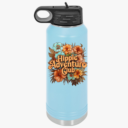 Flower Hippie Adventure Club Water Bottle, 32oz