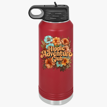 Flower Hippie Adventure Club Water Bottle, 32oz