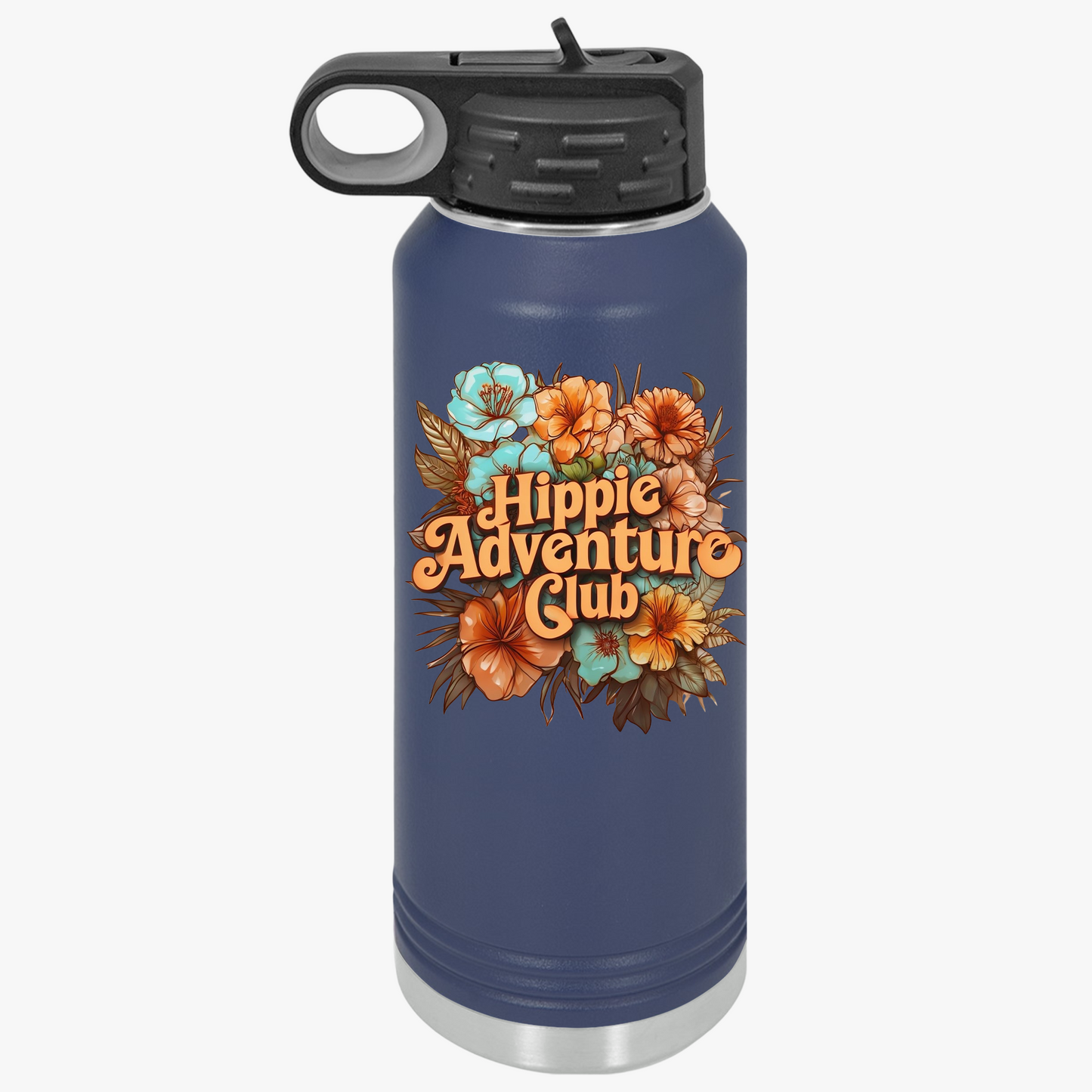 Flower Hippie Adventure Club Water Bottle, 32oz
