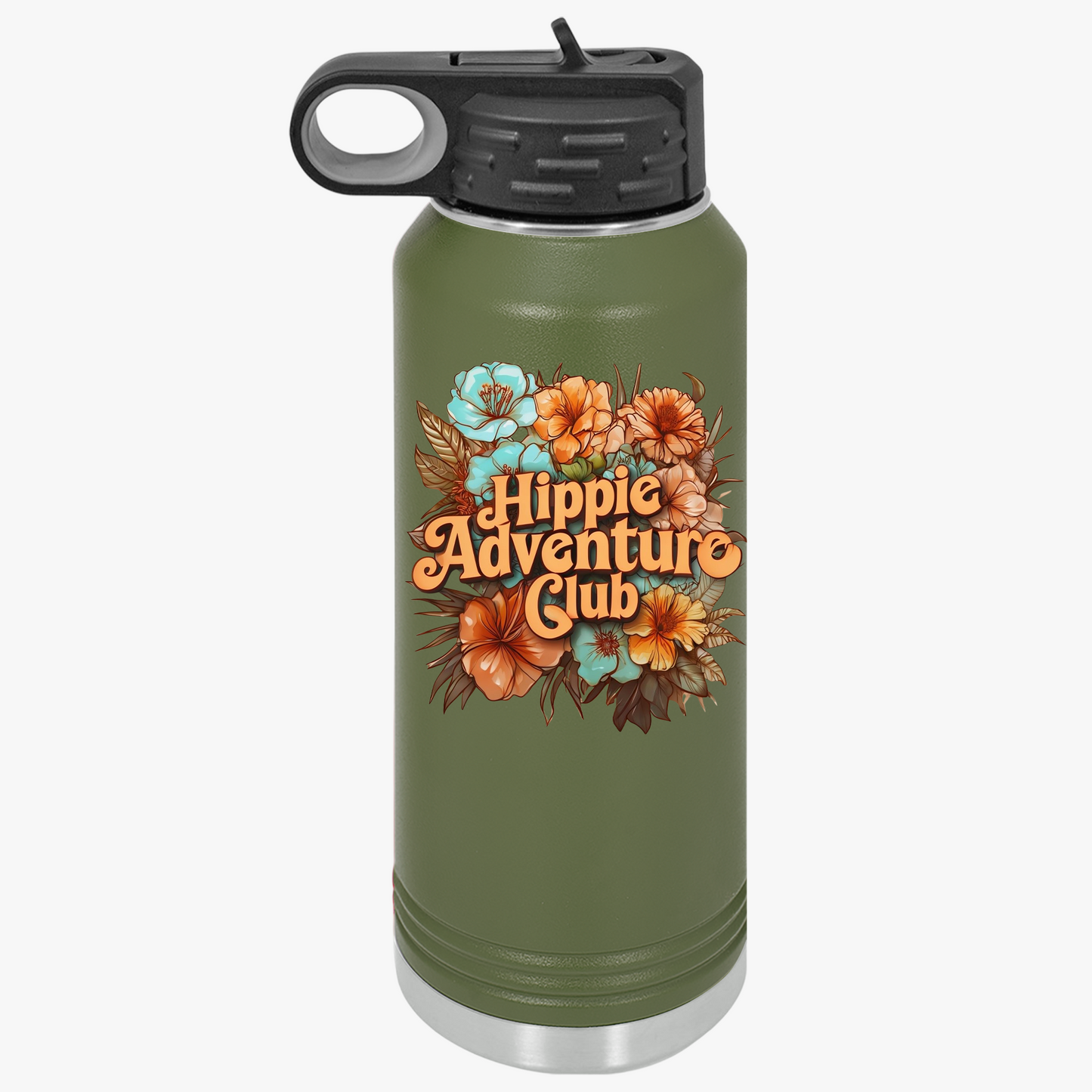 Flower Hippie Adventure Club Water Bottle, 32oz