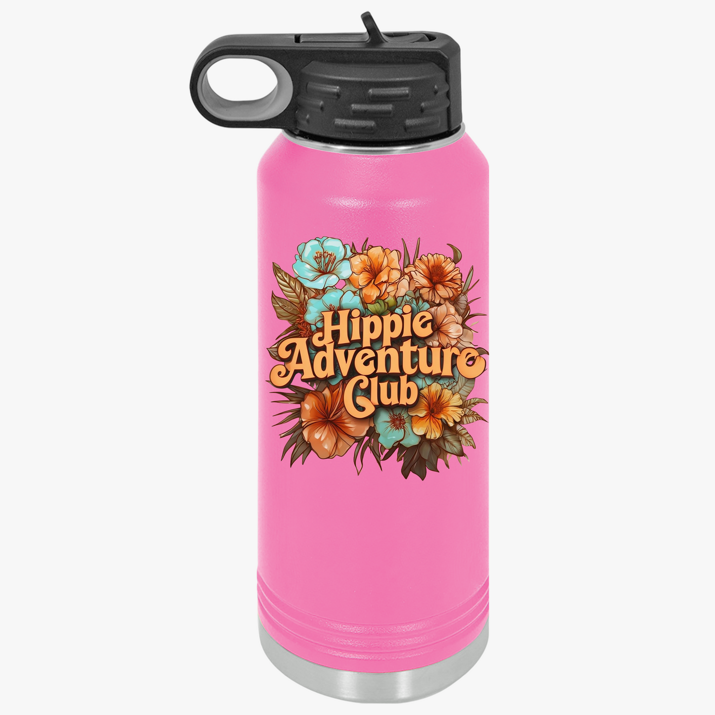 Flower Hippie Adventure Club Water Bottle, 32oz