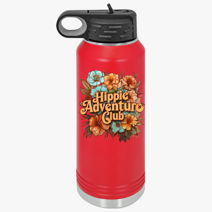 Flower Hippie Adventure Club Water Bottle, 32oz