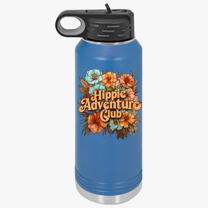 Flower Hippie Adventure Club Water Bottle, 32oz