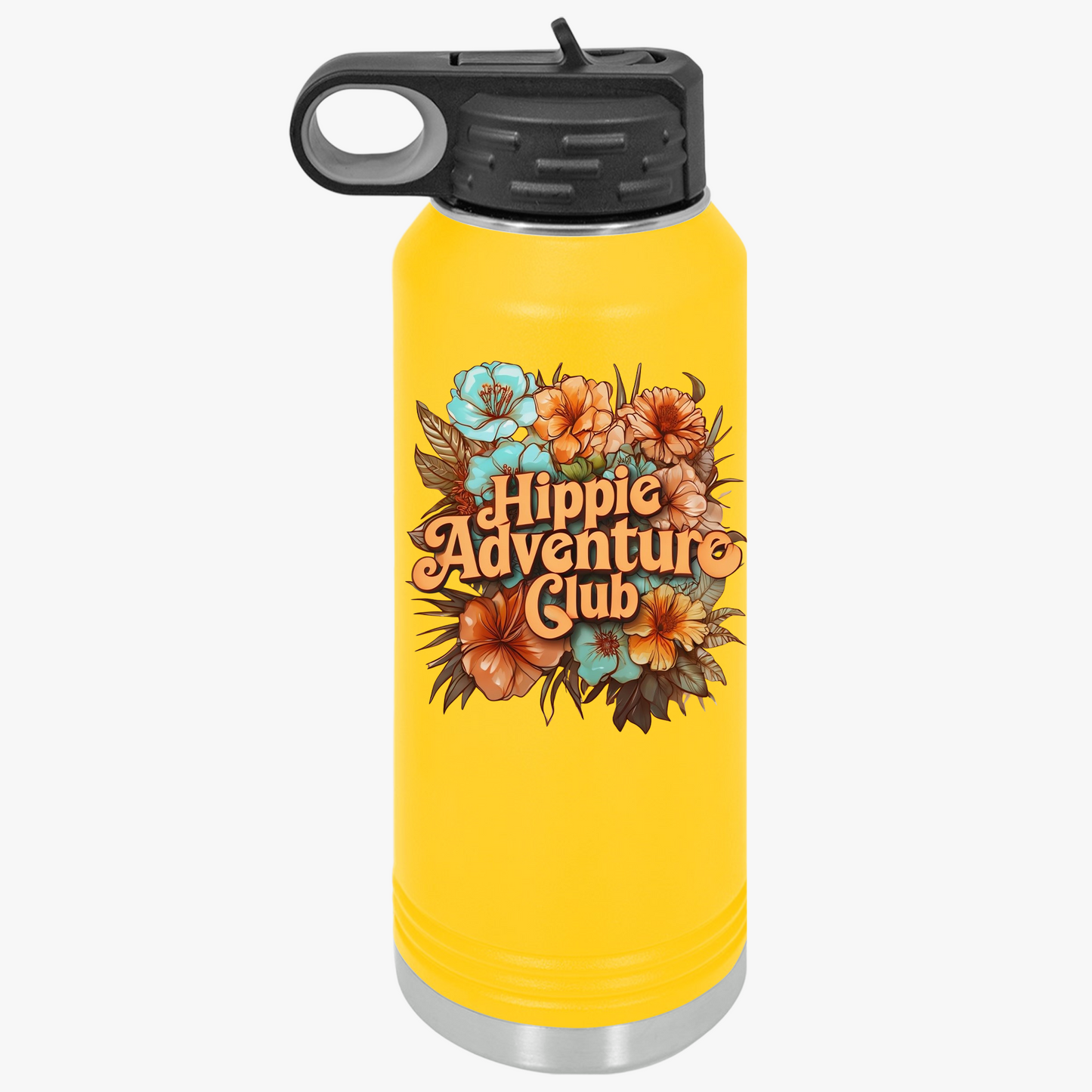 Flower Hippie Adventure Club Water Bottle, 32oz