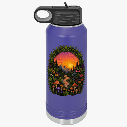 32oz Water Bottle – Sunset Forest Trail Illustration