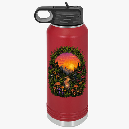 32oz Water Bottle – Sunset Forest Trail Illustration