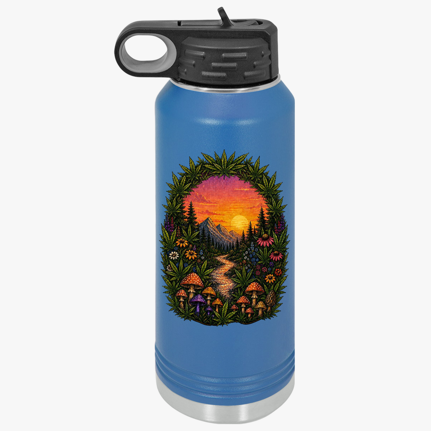 32oz Water Bottle – Sunset Forest Trail Illustration
