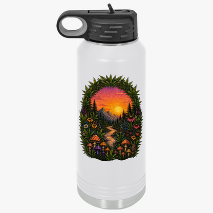 32oz Water Bottle – Sunset Forest Trail Illustration