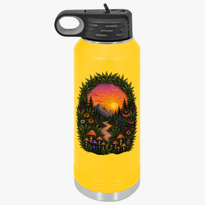 32oz Water Bottle – Sunset Forest Trail Illustration