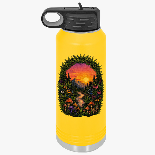 32oz Water Bottle – Sunset Forest Trail Illustration
