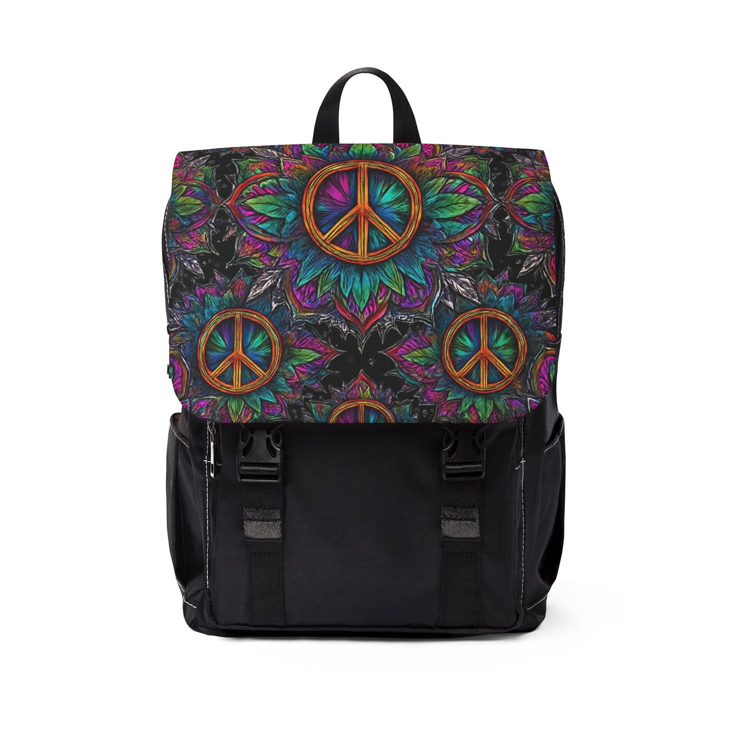 Colorful Peace Symbol Casual Shoulder Backpack