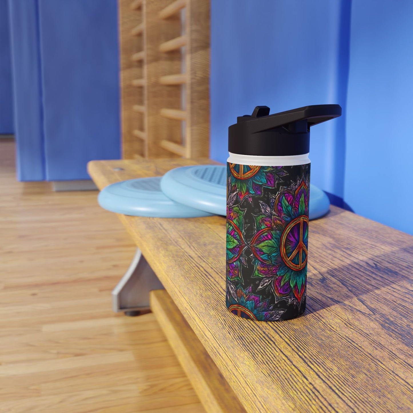 Vibrant Peace Symbol Stainless Steel Water Bottle