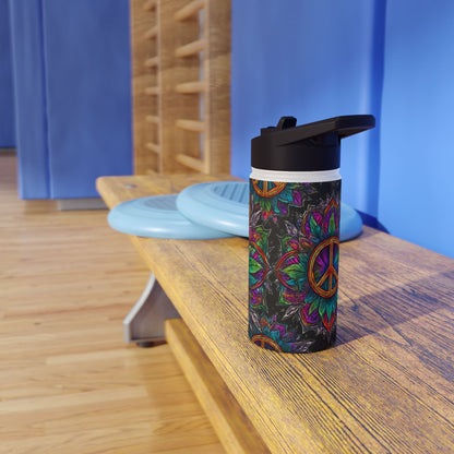 Vibrant Peace Symbol Stainless Steel Water Bottle