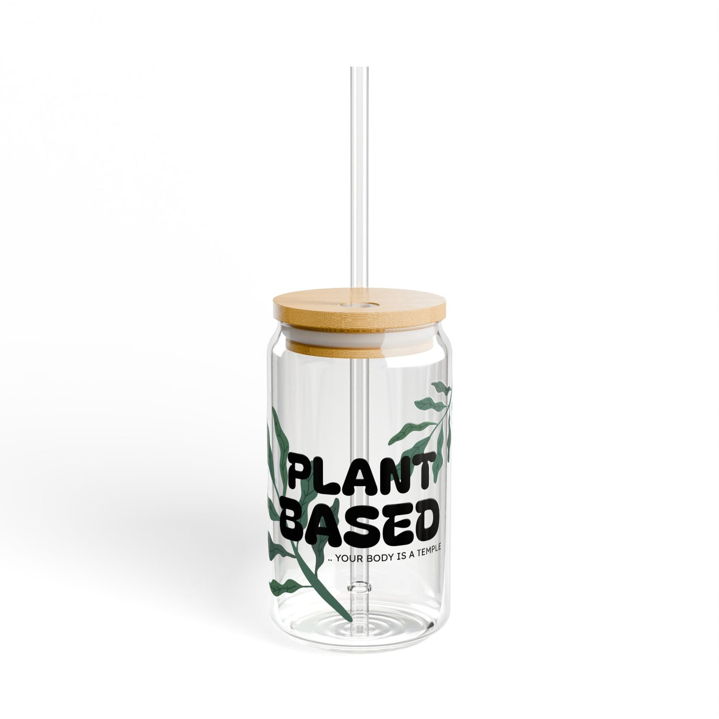 Plant Based Glass Tumbler with Straw & Bamboo Lid