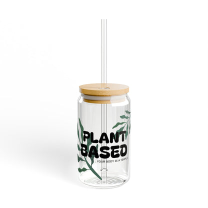 Plant Based Glass Tumbler with Straw & Bamboo Lid